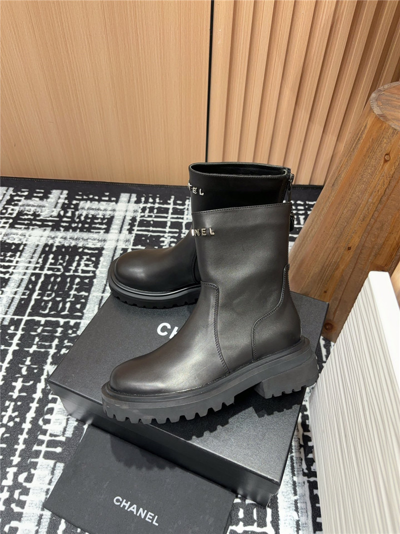 Ch**el platform calfskin ankle boots