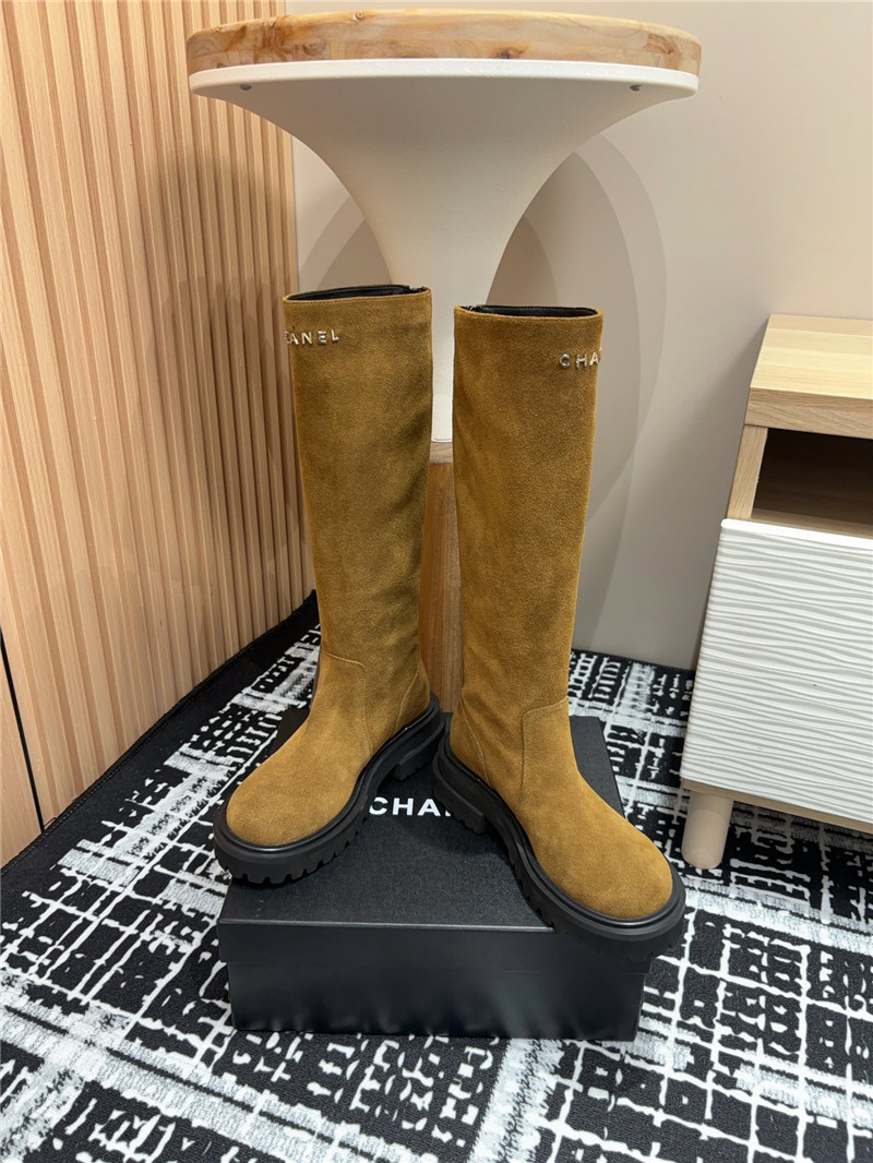 Ch**el brown suede leather keen high boots