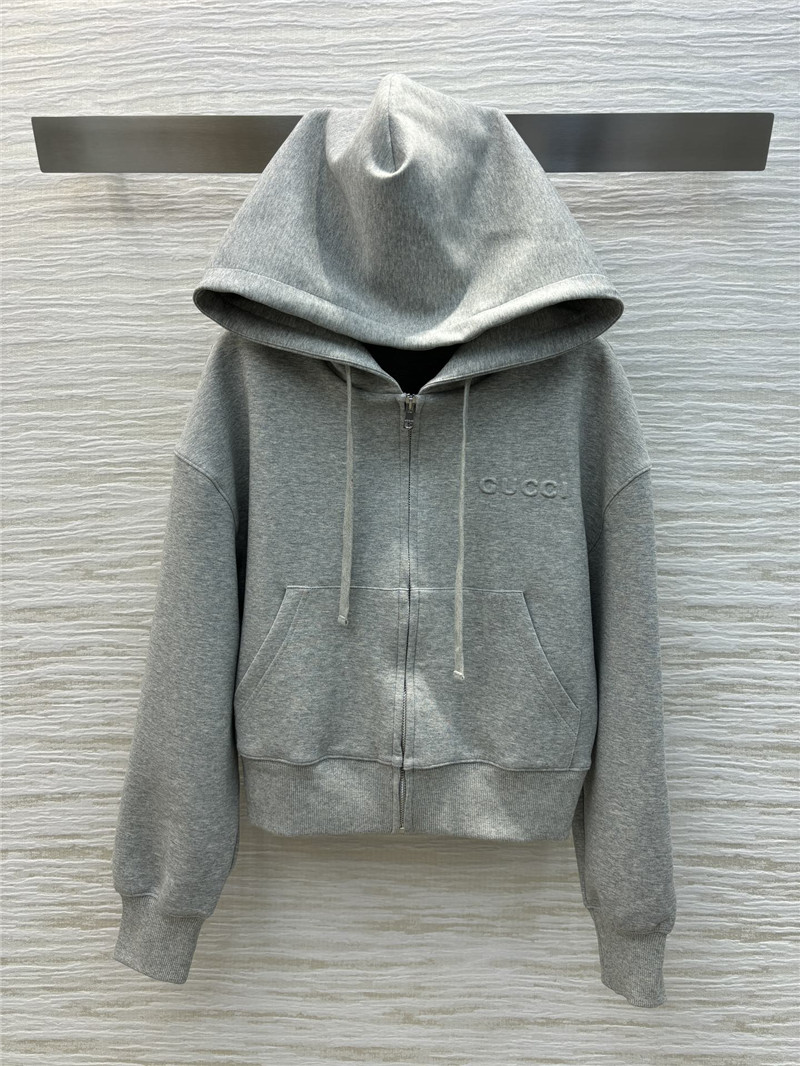 Gvc*1 logo-embossed grey hoodie