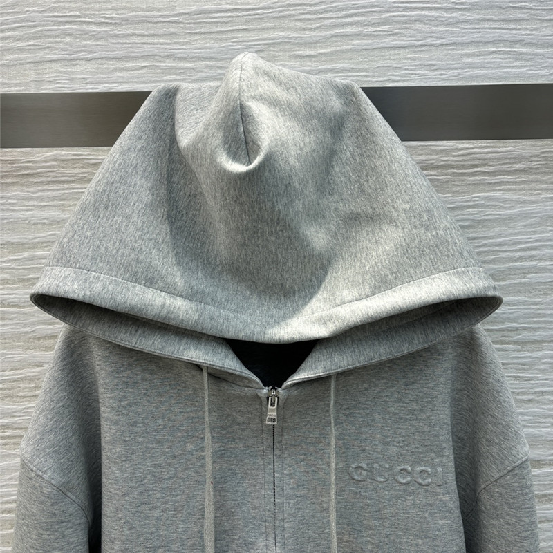 Gvc*1 logo-embossed grey hoodie