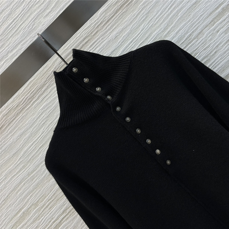 LV Rib-Knit Turtleneck Pullover Black