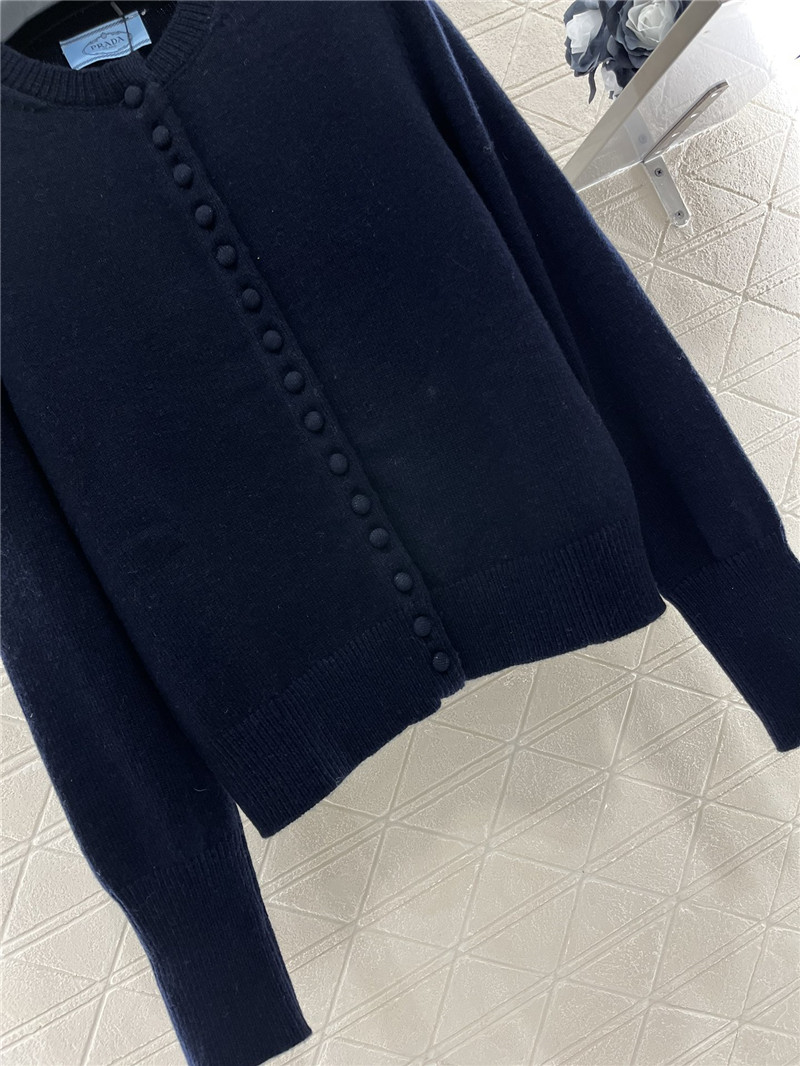Pra*a crewneck button cardigan in navy