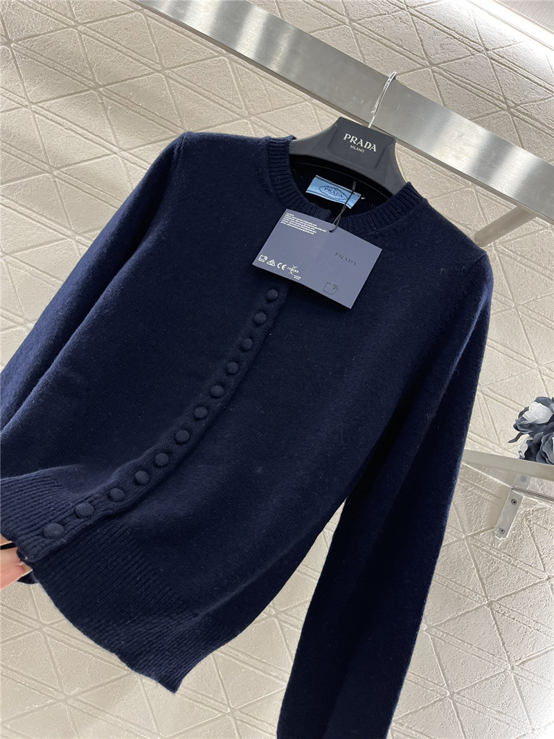 Pra*a crewneck button cardigan in navy