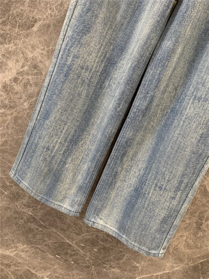 M1um1u striped tie-dye denim trousers