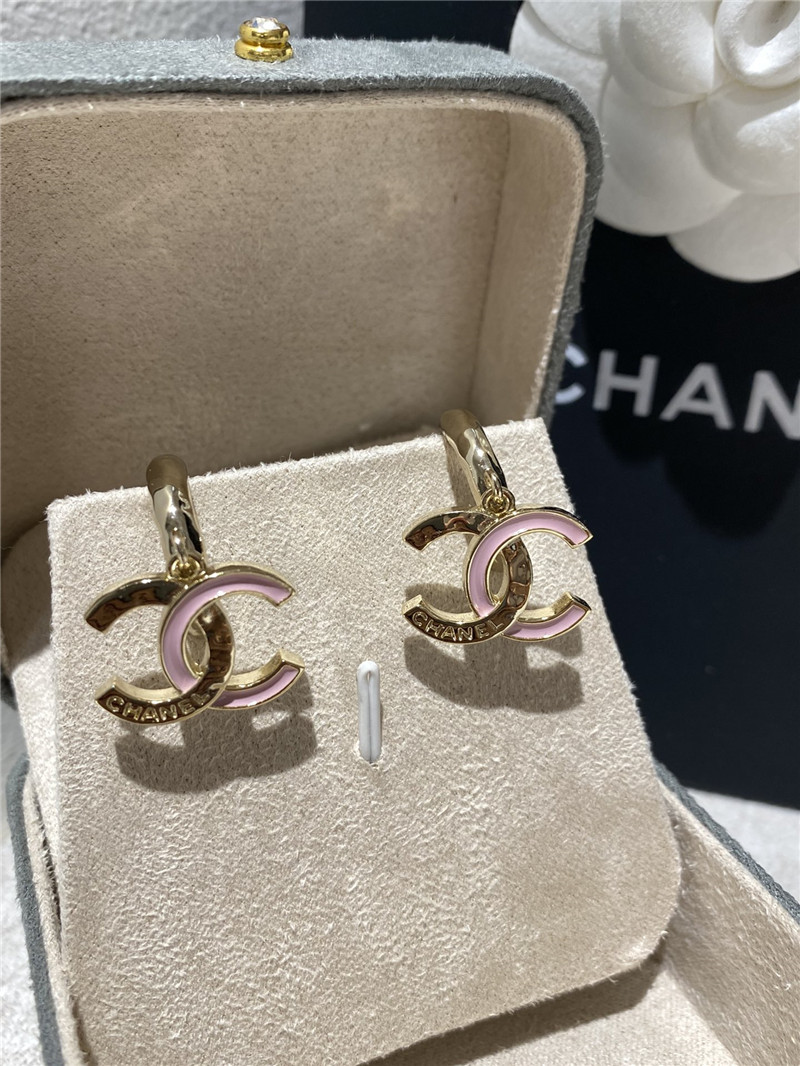 Ch**el pink double c earrings