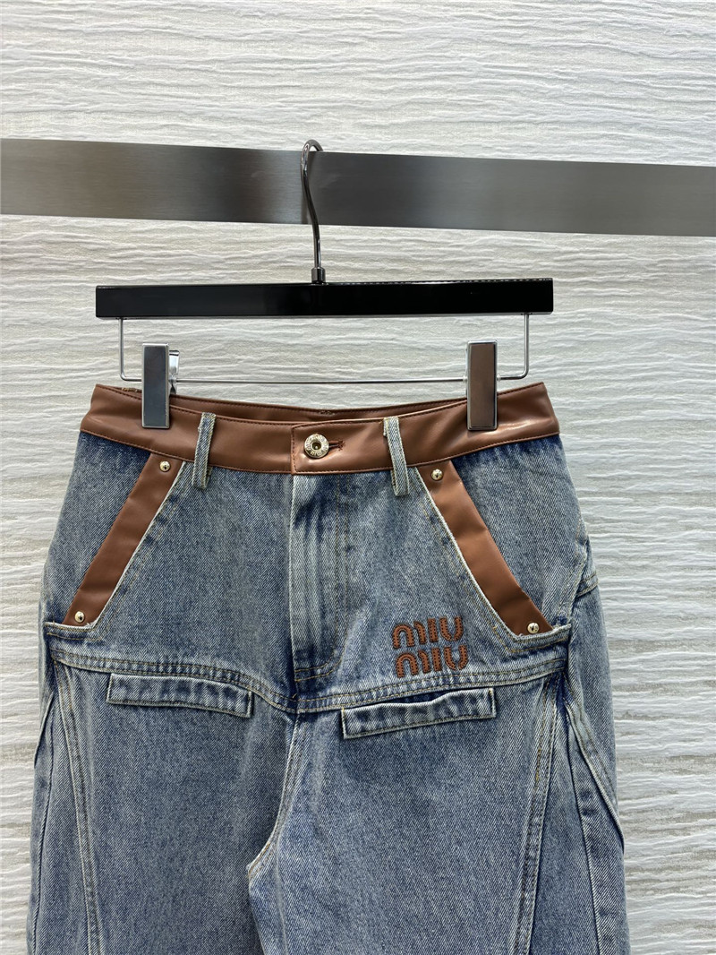 M1um1u high waist denim trousers