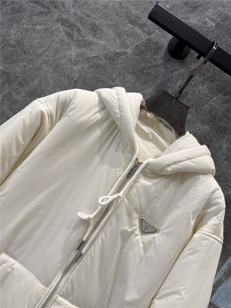 Pra*a hooded triangle logo padded jacket