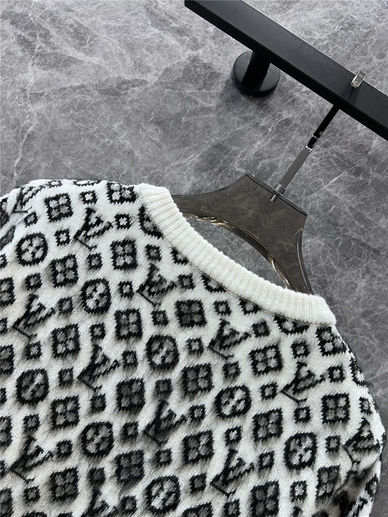 LV Monogram Brushed Knit Cardigan White/Black