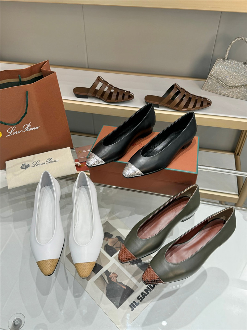 L0r0 P1ana rebecca ballet flats in black/silver calfskin