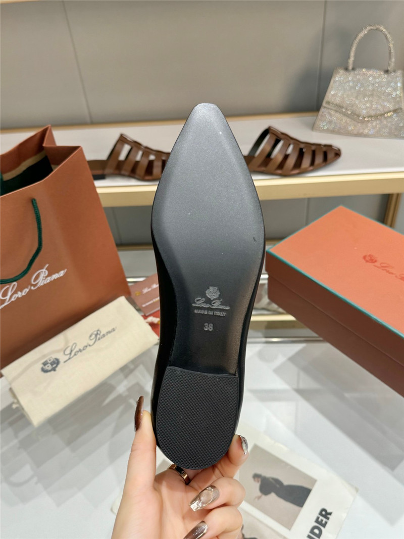 L0r0 P1ana rebecca ballet flats in black/silver calfskin