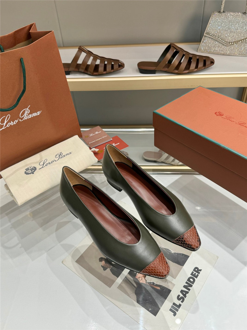 L0r0 P1ana rebecca ballet flats in capers/burnt calfskin