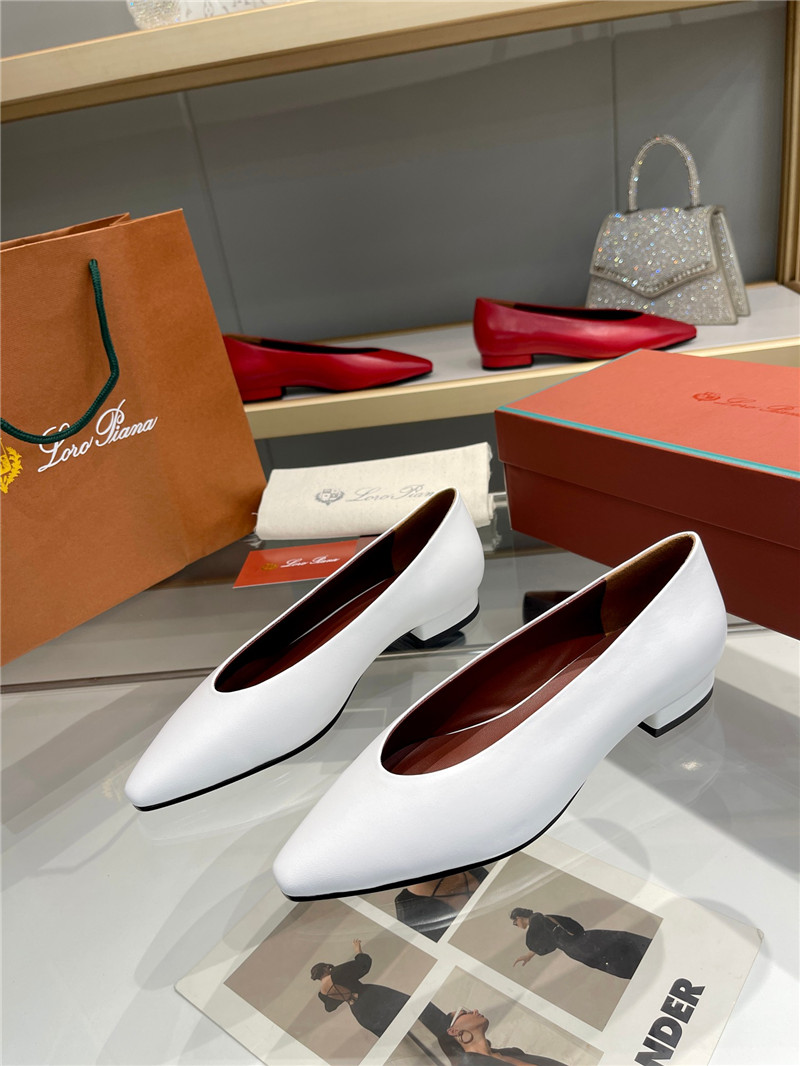 L0r0 P1ana rebecca ballerinas white calfskin