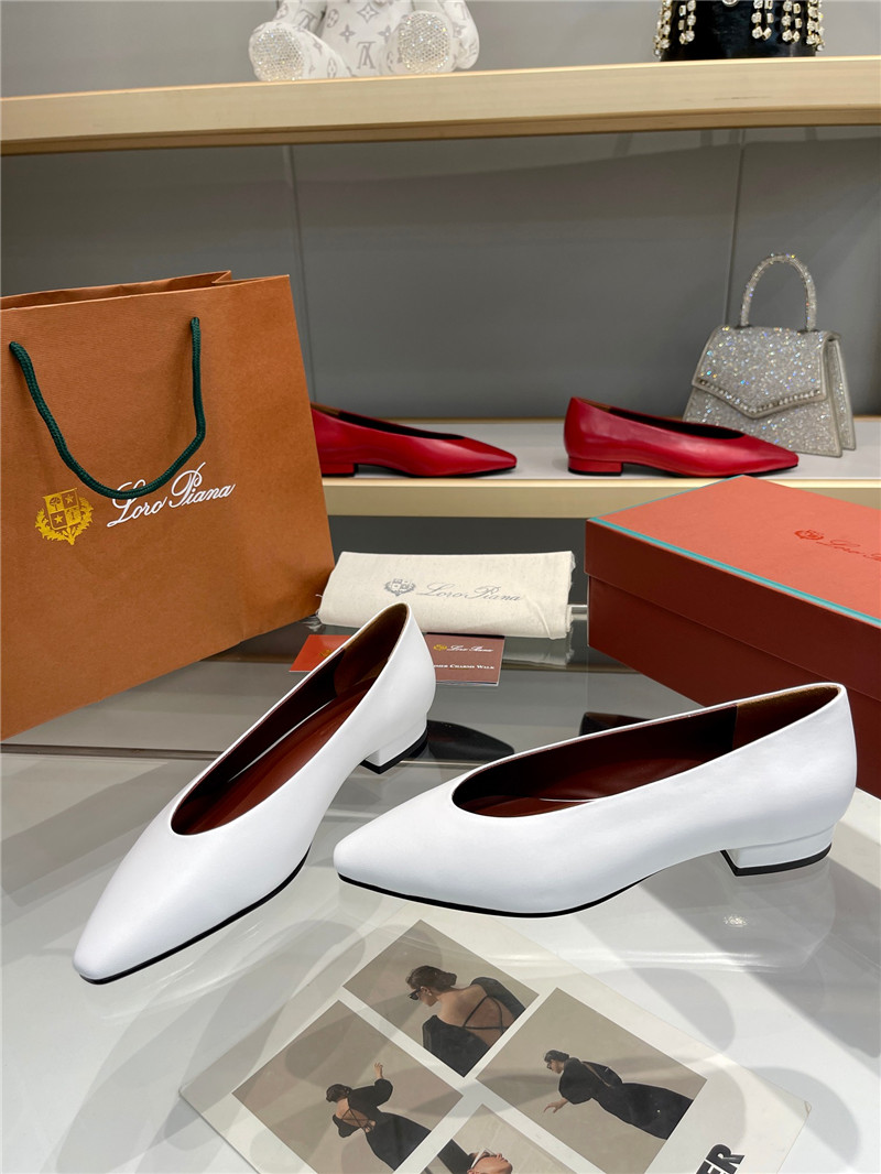 L0r0 P1ana rebecca ballerinas white calfskin