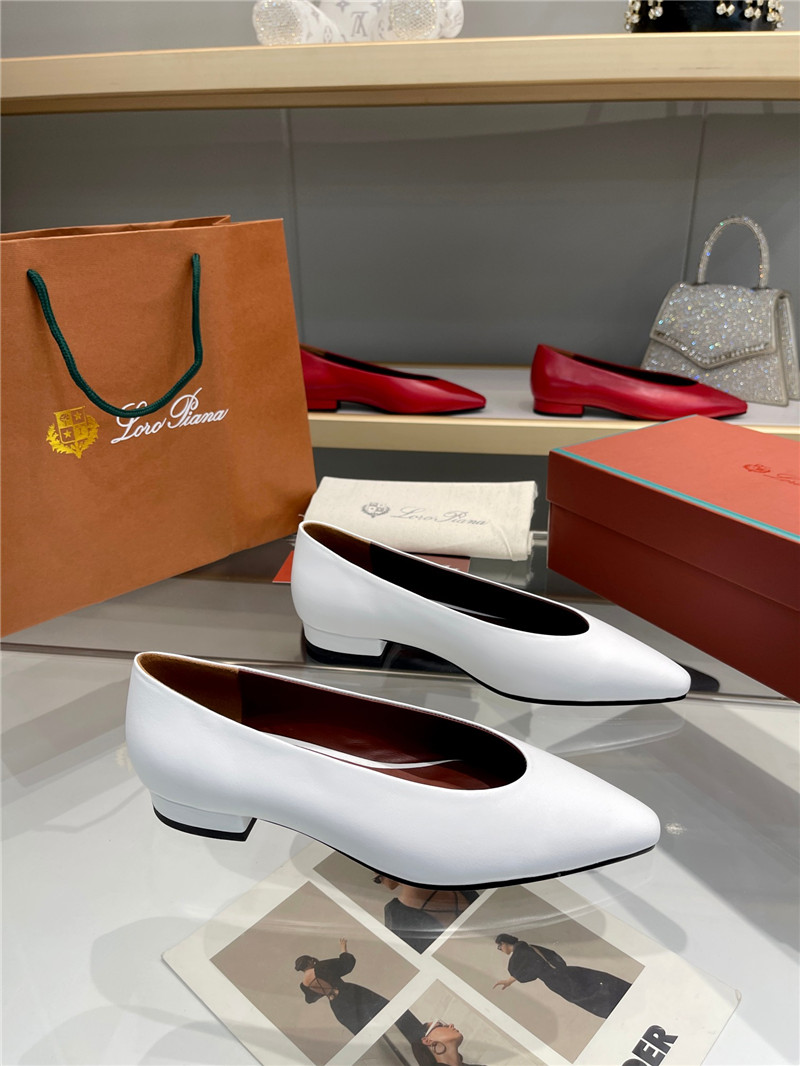 L0r0 P1ana rebecca ballerinas white calfskin