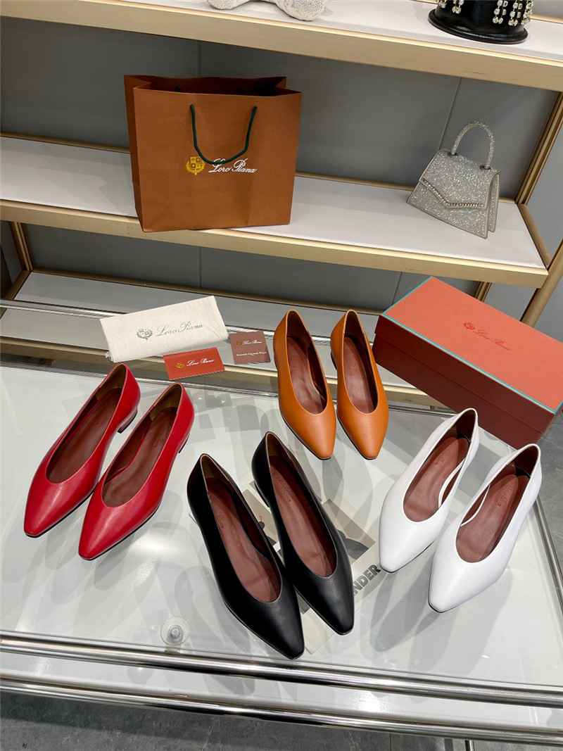L0r0 P1ana rebecca ballerinas saddle brown calfskin