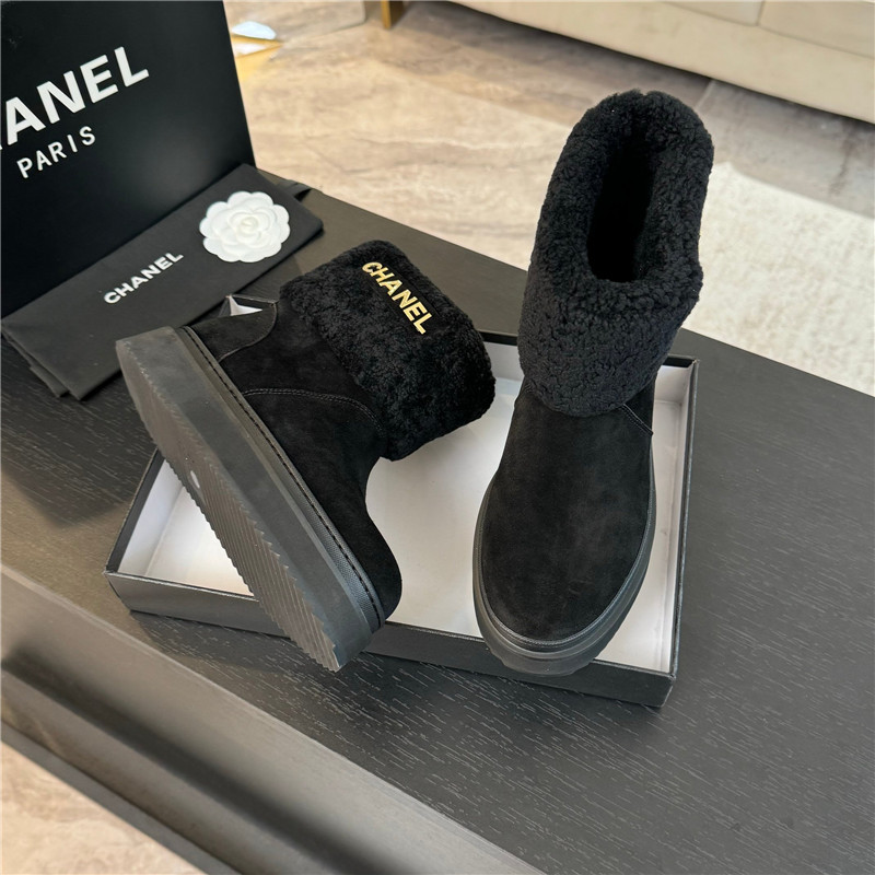 Ch**el black winter suede snow boots
