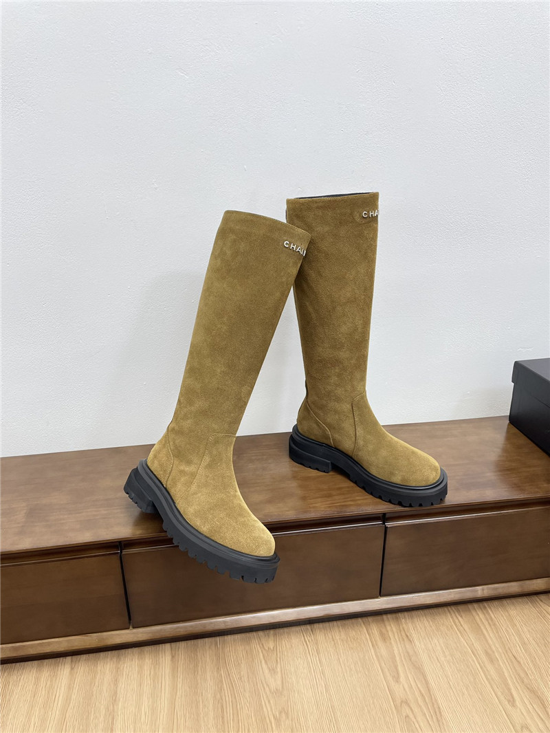 Ch**el suede zippered knee-high boots