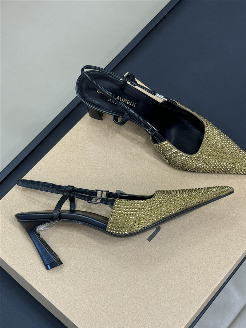 Sa1nt Lau*nt andree embellished satin slingback pumps