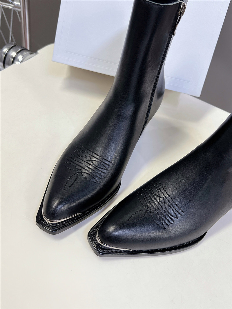 Ce1i*e black calfskin leather zipped western boots