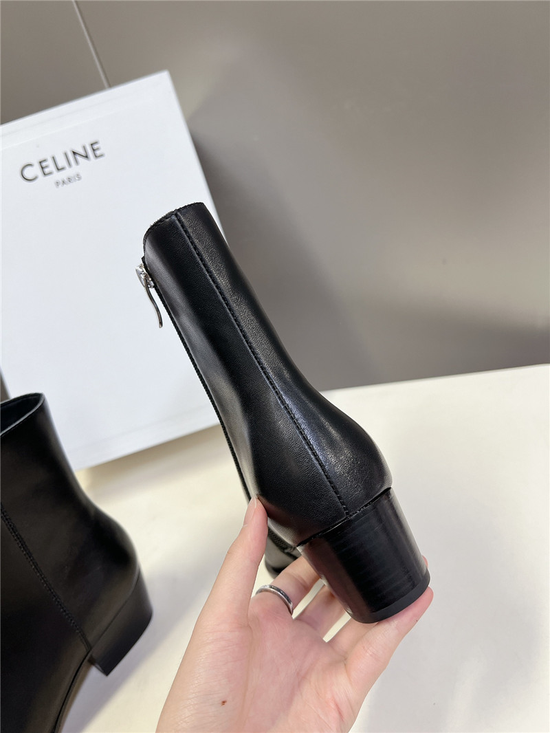 Ce1i*e black calfskin leather zipped western boots