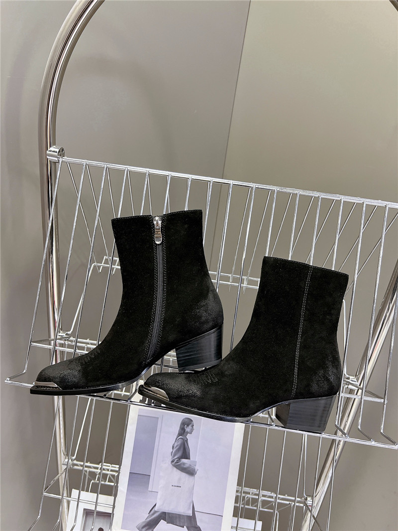Ce1i*e black zipped western boots in suede calfskin