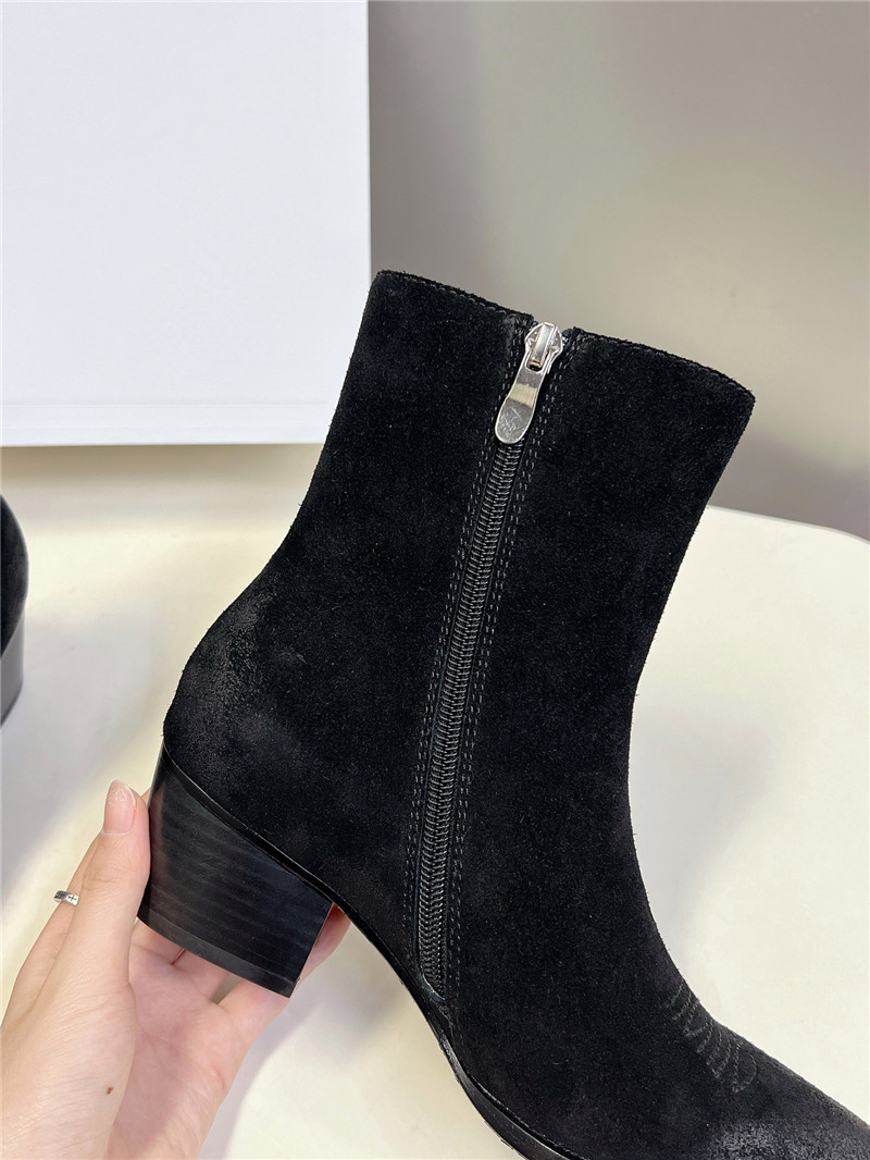 Ce1i*e black zipped western boots in suede calfskin