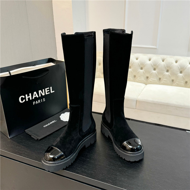 Ch**el knee-high suede leather boots