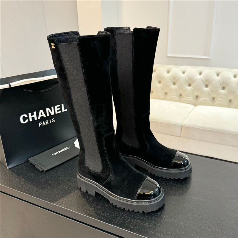 Ch**el knee-high suede leather boots