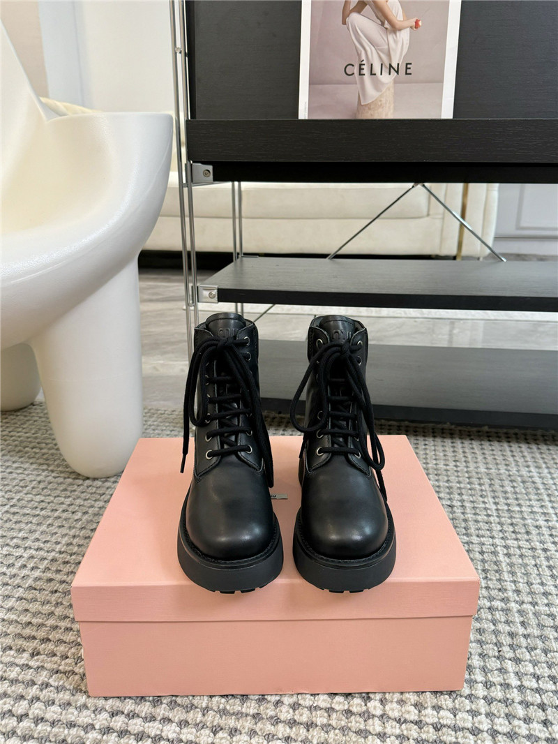 Miu Miu Chelsea Platform Lace-Up Ankle Boots