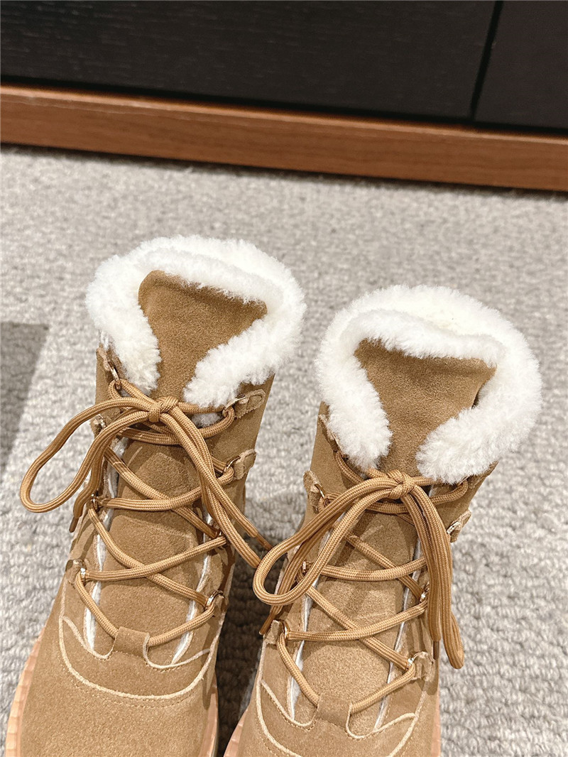 Pra*a brown suede platform lace-up shearling boots
