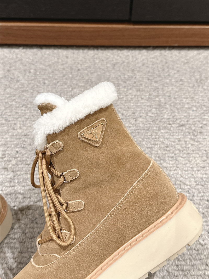 Pra*a brown suede platform lace-up shearling boots