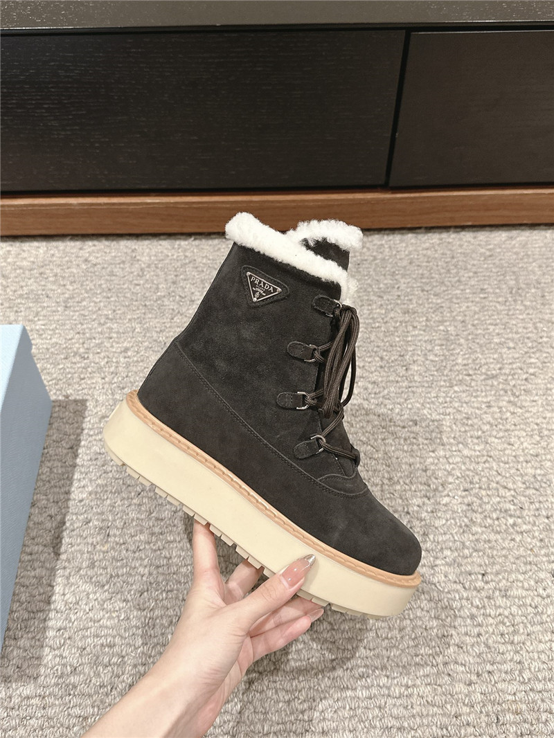 Pra*a suede lace-up shearling boots