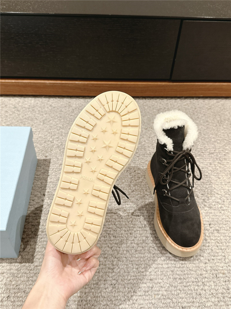 Pra*a suede lace-up shearling boots