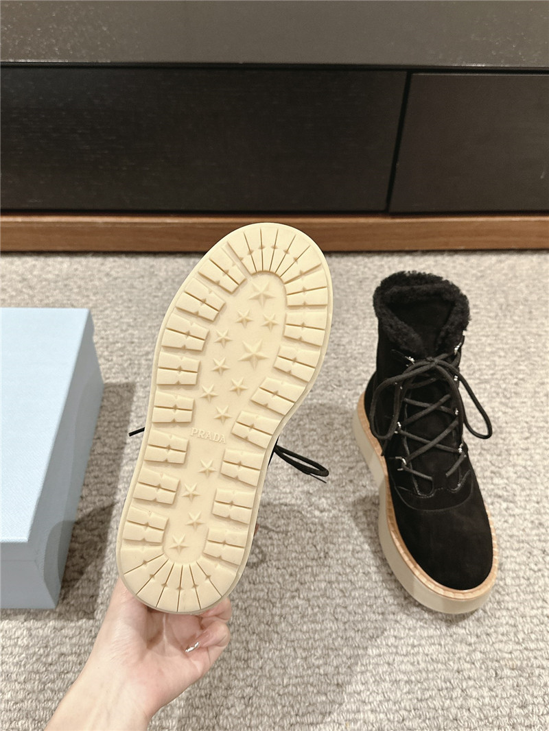 Pra*a suede platform lace-up shearling boots