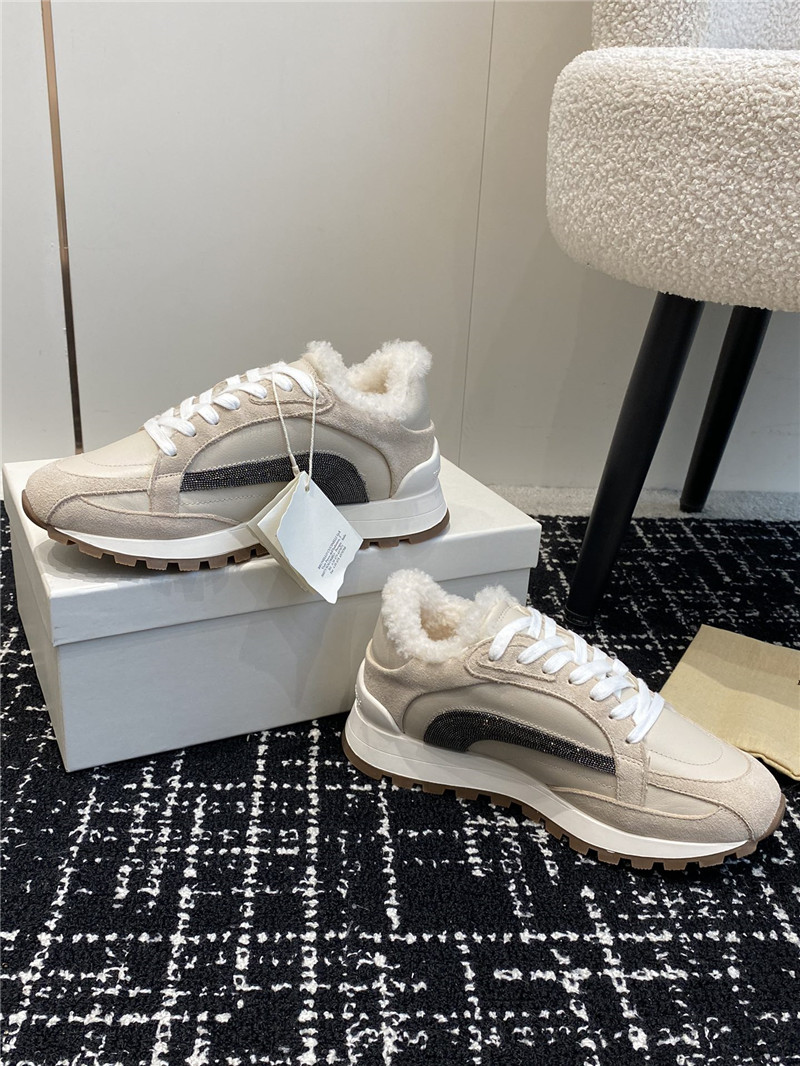 BC Wool Monili Beads Suede Sneakers in Beige