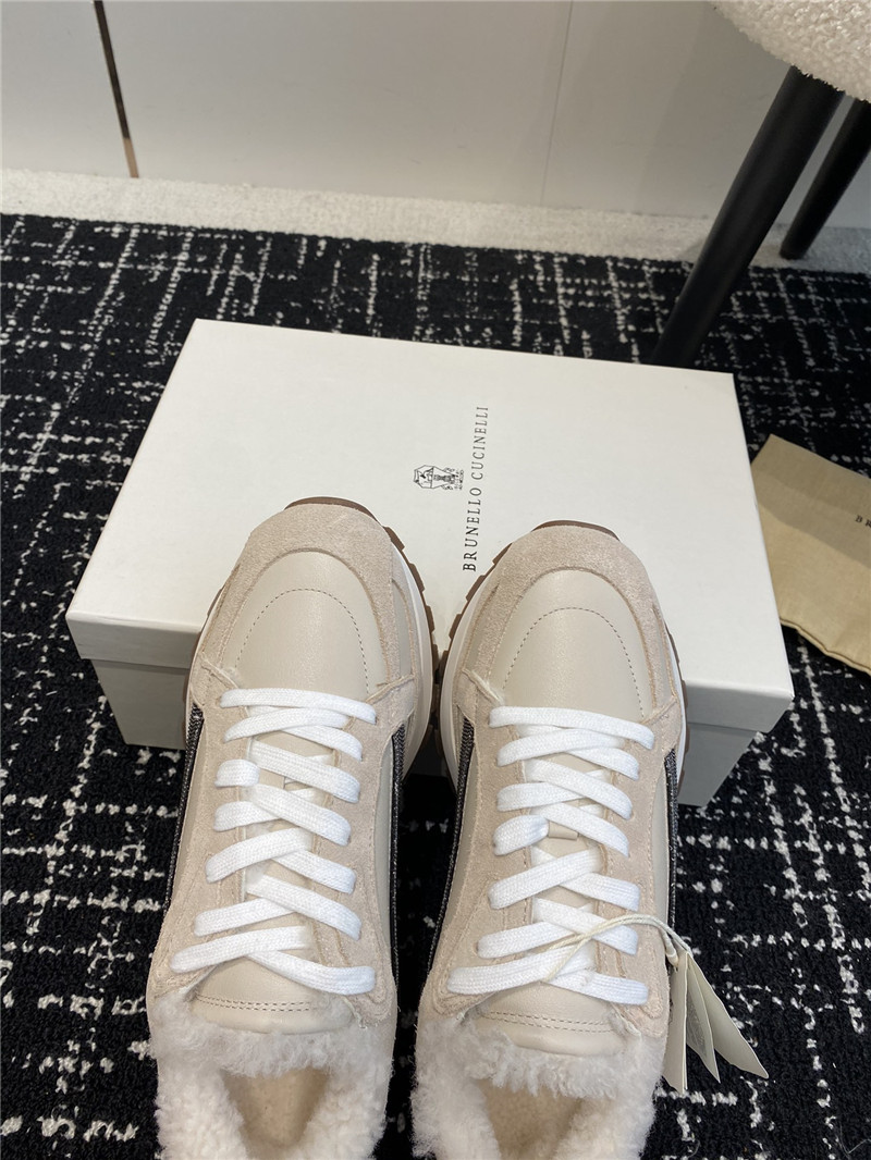 BC Wool Monili Beads Suede Sneakers in Beige