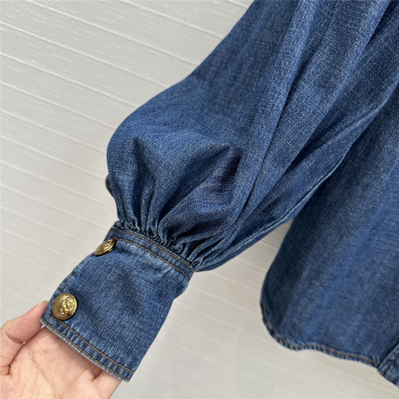 zimm tie stand collar denim shirt