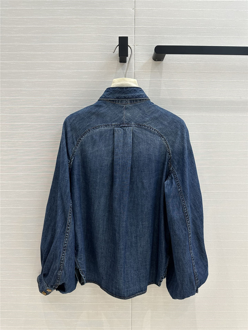 zimm tie stand collar denim shirt