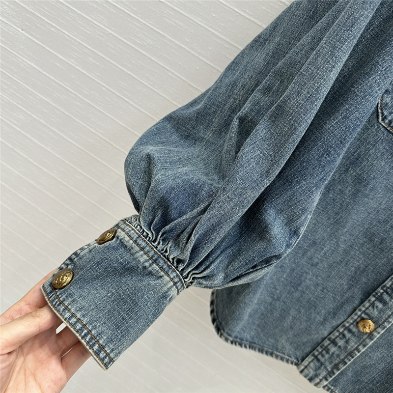 zimm tie stand collar denim shirt