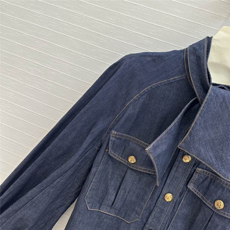 zimm tie stand collar denim shirt