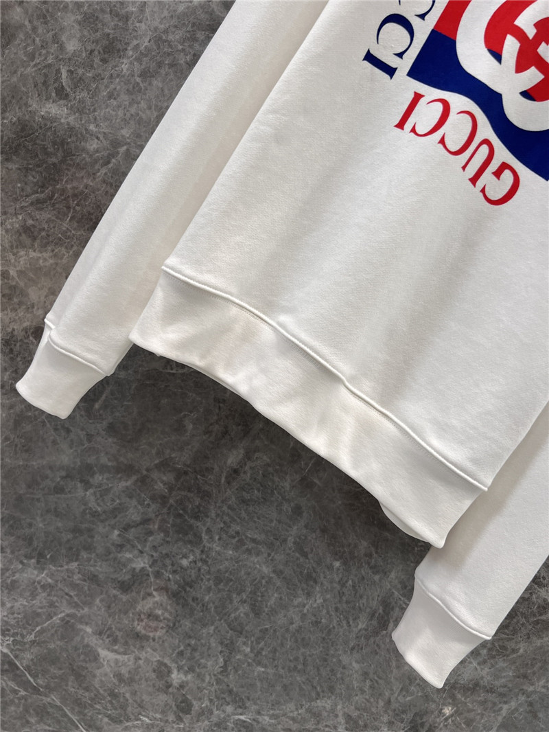 Gvc*1 printed loopback cotton hoodie in white