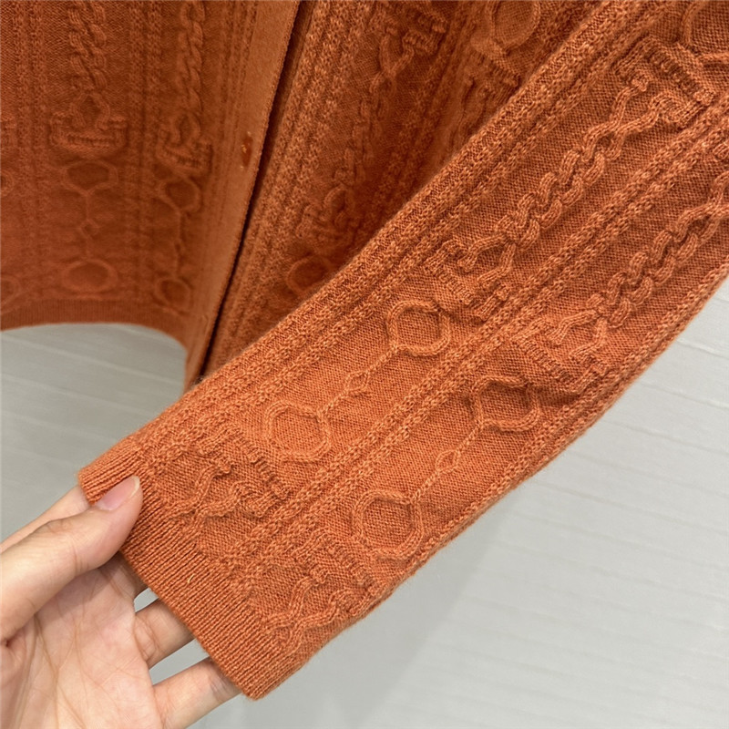 H**me5 cable cashmere shirt cardigan orange