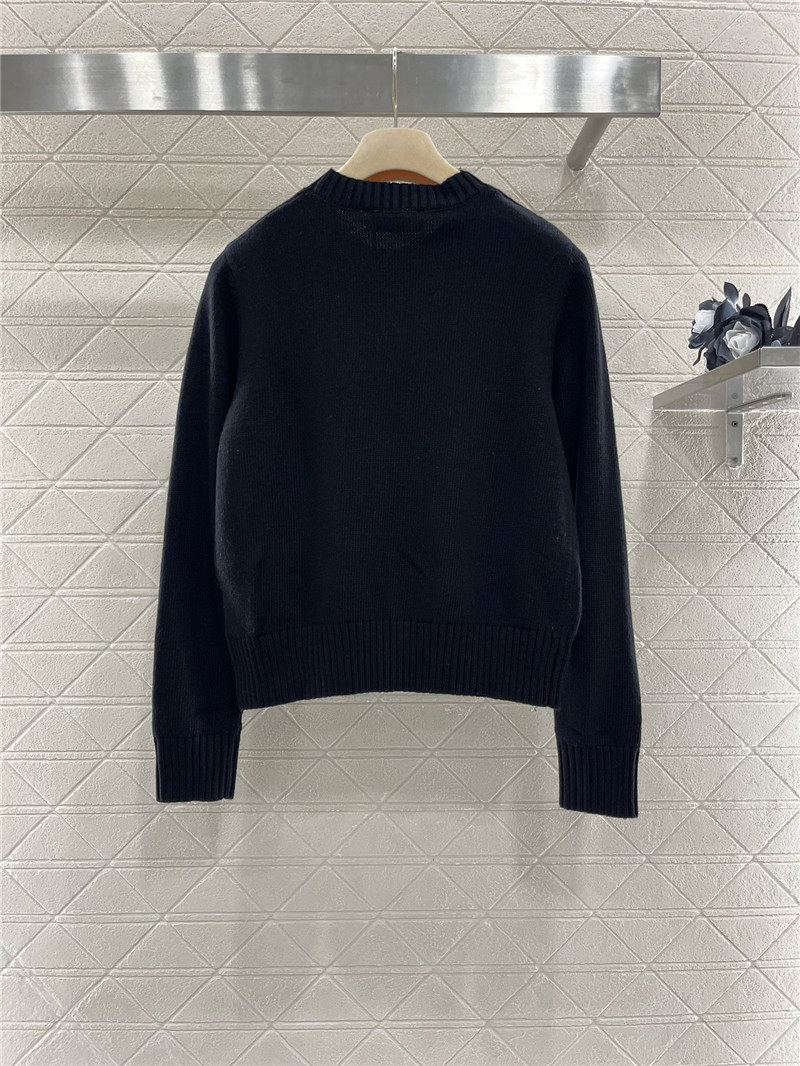 Miu Miu Navy Knit Sweater with Metal Buttons