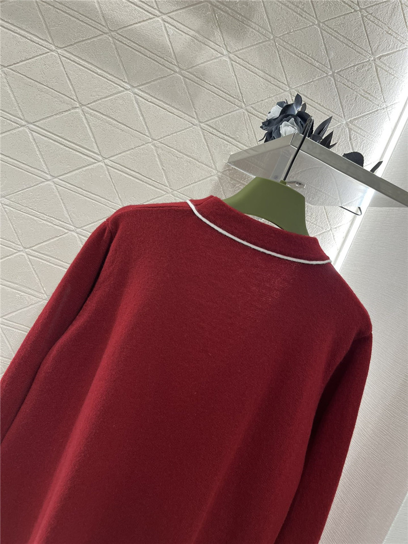 Gvc*1 burgundy wool cardigan with contrast knit