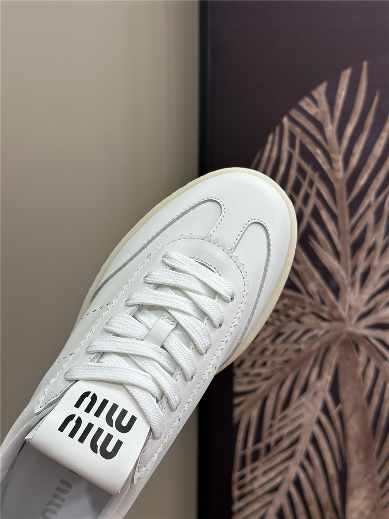 Miu Miu White Bleached Leather Sneakers