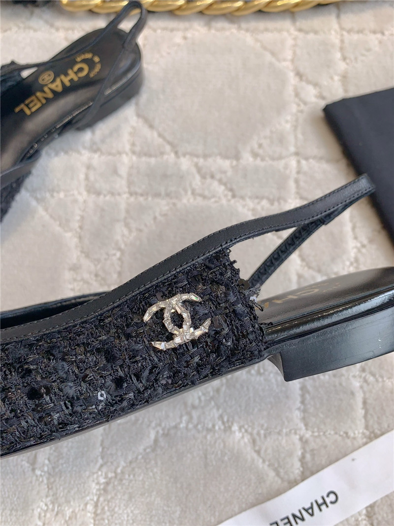 Ch**el black tweed & leather pumps & slingbacks
