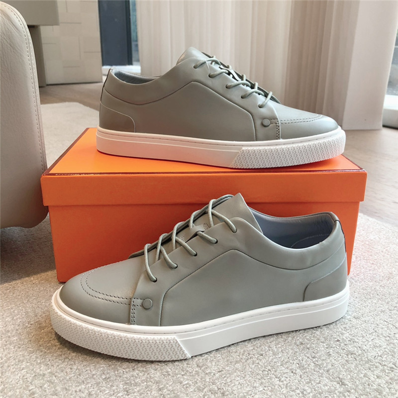 H**me5 green leather lace-up sneakers