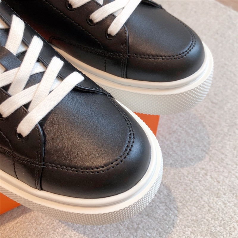 H**me5 black leather lace-up sneakers