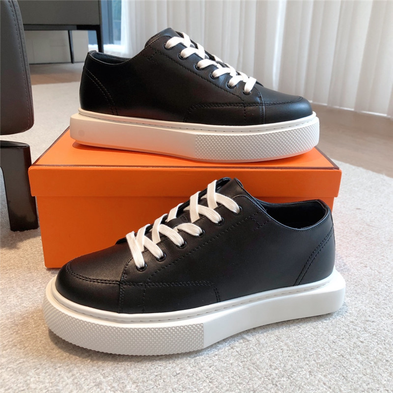 H**me5 black leather lace-up sneakers