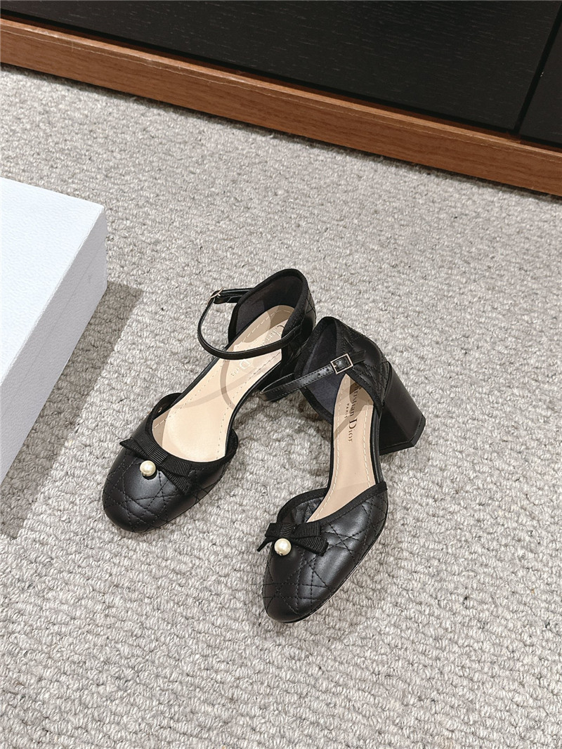 D10r ballet pumps black quilted cannage calfskin